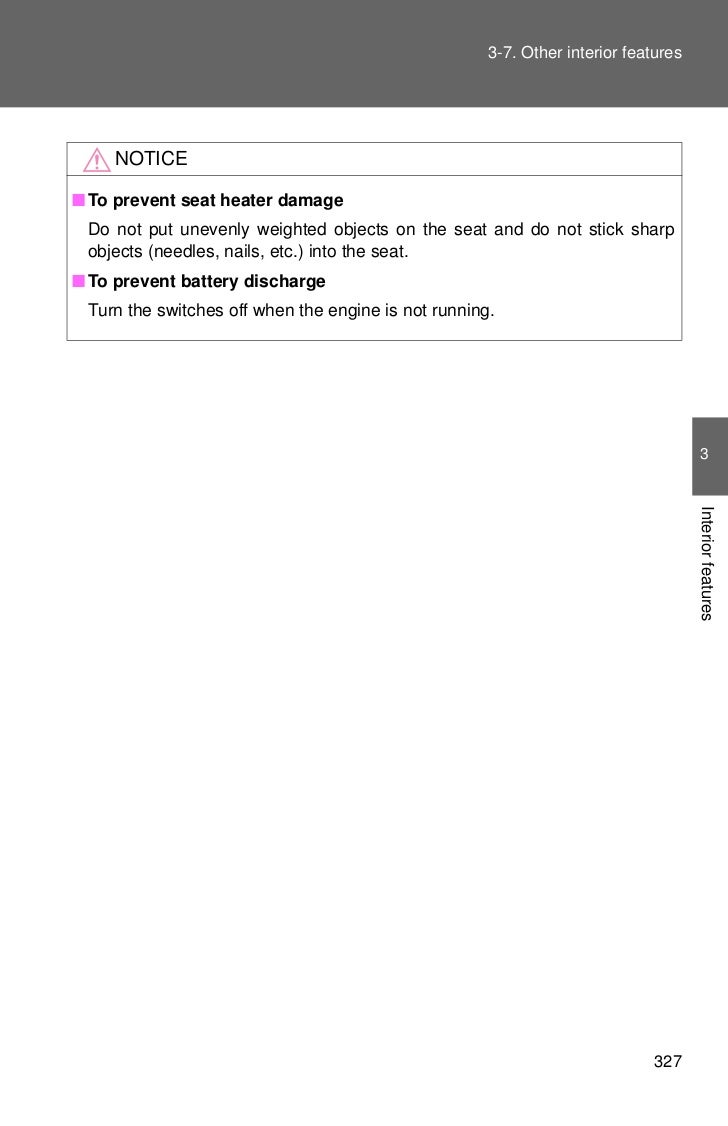 Toyota Corolla Owners Manual: Seat heaters Toyota Corolla Owners Manual: Seat heaters